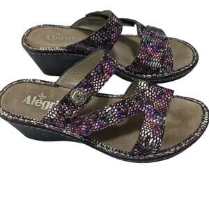 Alegria Loti Funtastic Women's Sz 6 Wedge Comfort Sandals Multicolor Leather